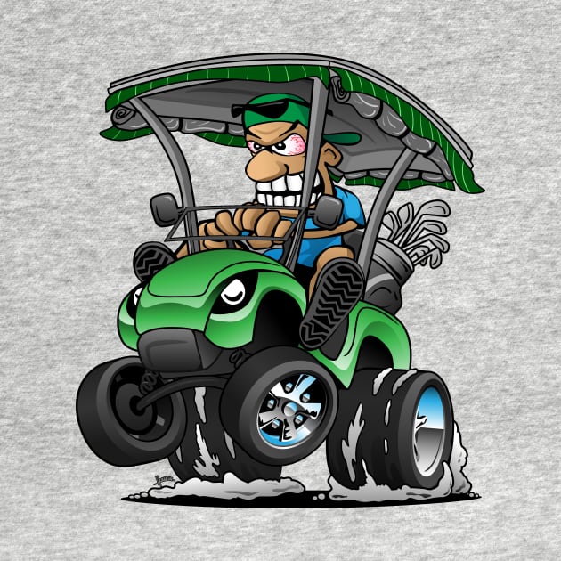 Funny Golf Cart Hotrod Golf Car Popping a Wheelie Cartoon by hobrath